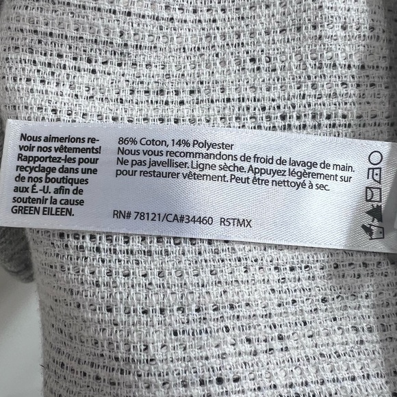 Eileen Fischer Woven Long 3/4 Sleeve Button Down Jacket, Round Neck, Ecru, P Med - Picture 9 of 11